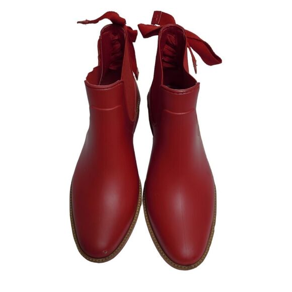 BERNARDO haute red rubber Paxton lace up ankle rain booties‎ boots 10 - Picture 3 of 13